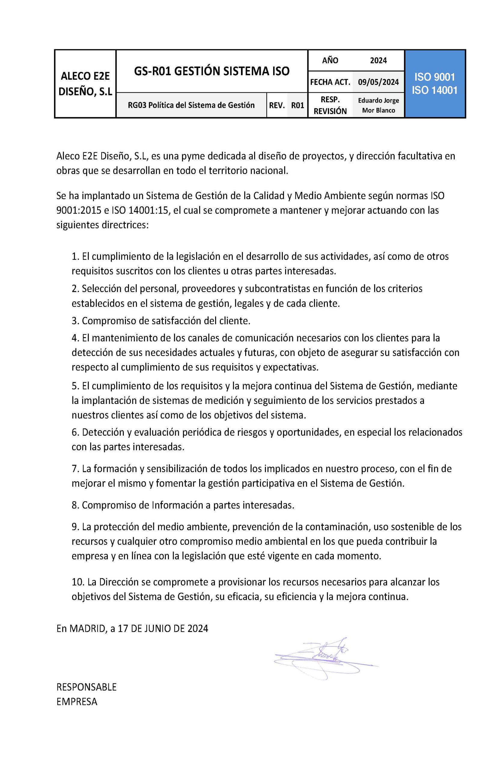 RG03 Política del Sistema de Gestión